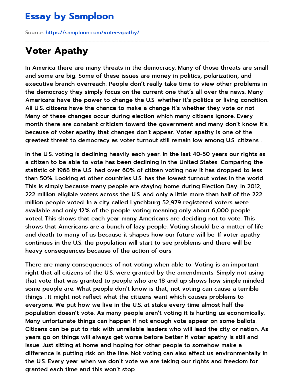 Voter Apathy essay
