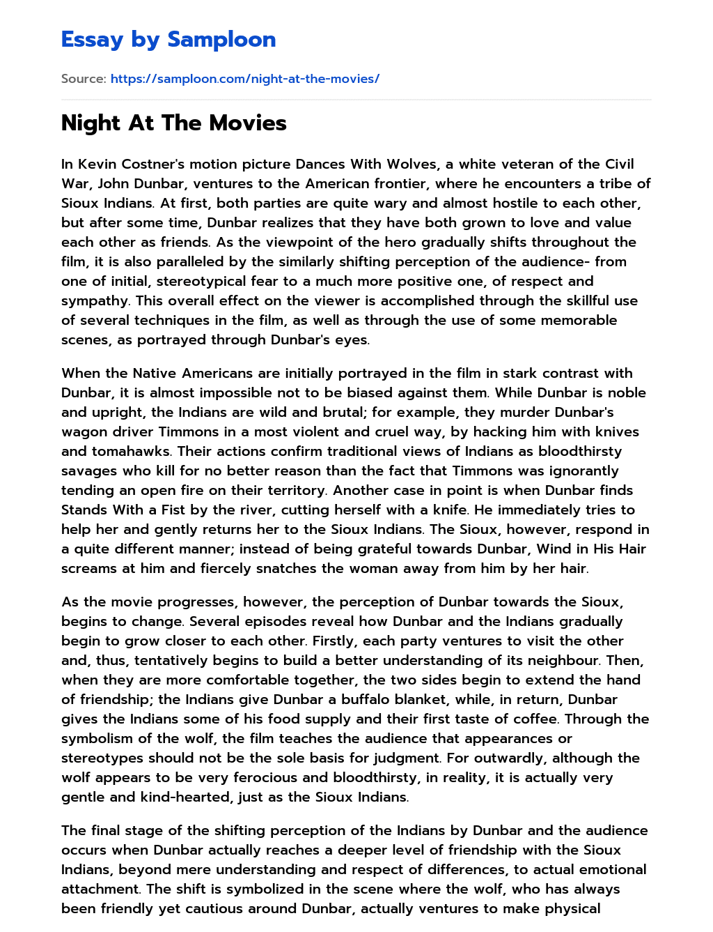 Night At The Movies essay
