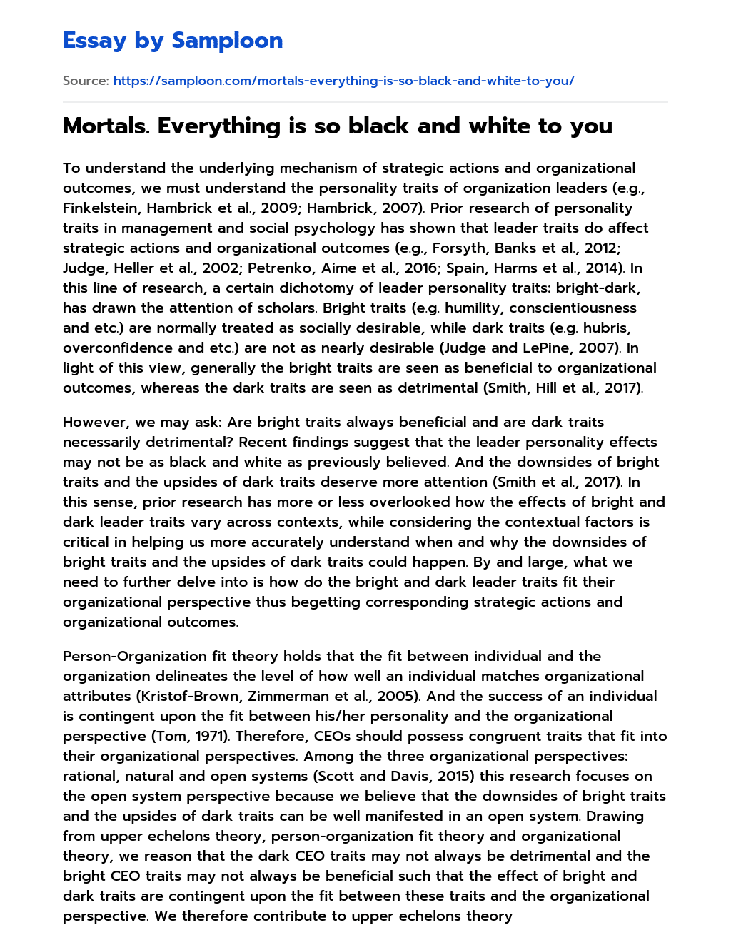 Mortals. Everything is so black and white to you essay