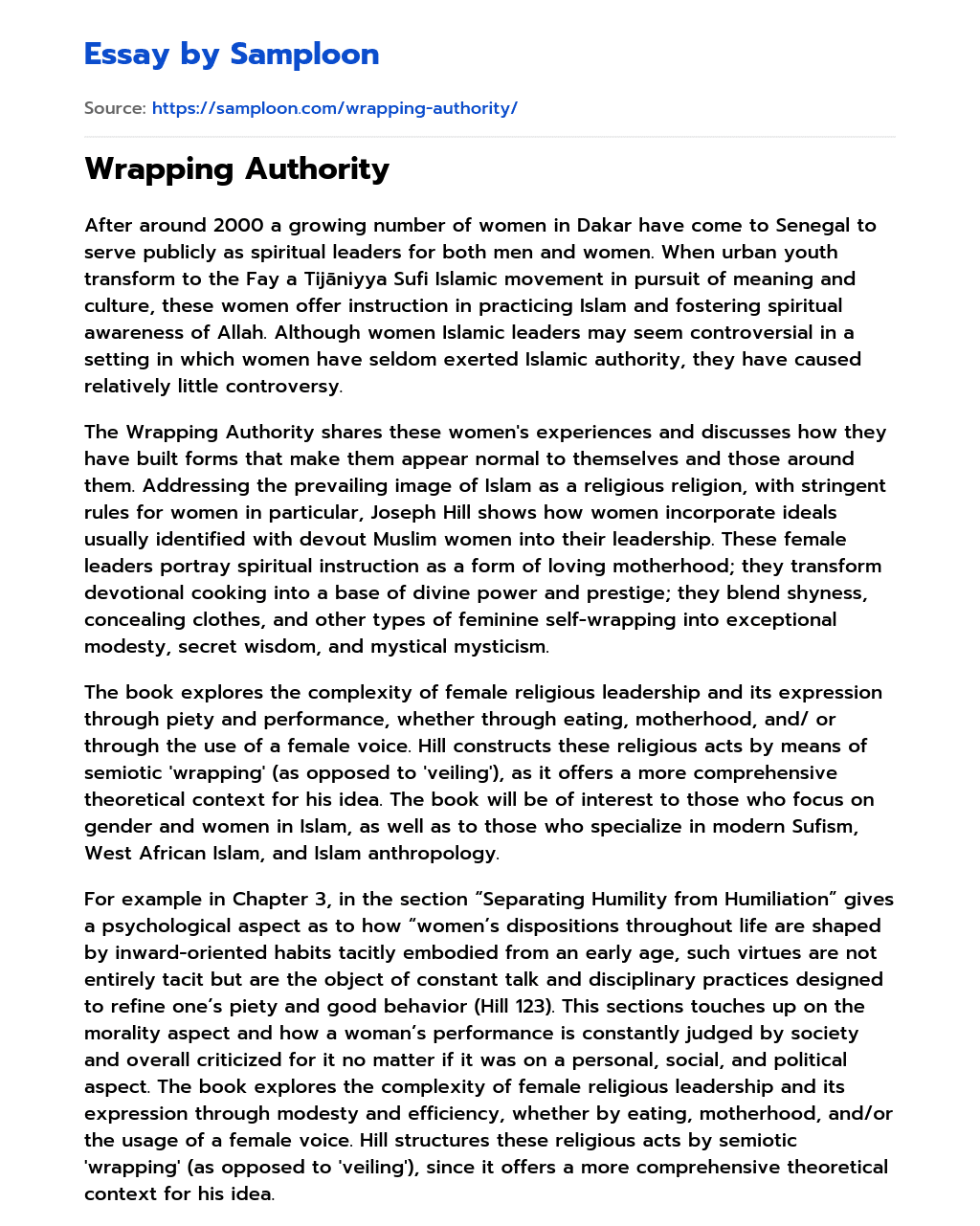 Wrapping Authority essay