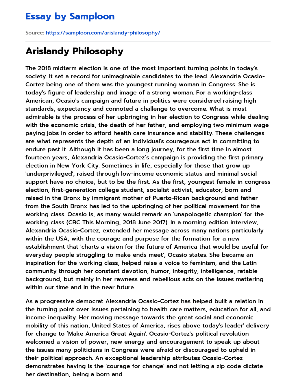 Arislandy Philosophy essay