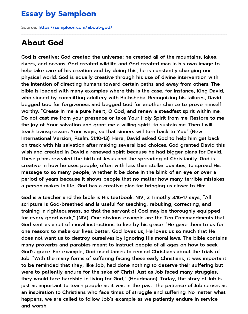 About God essay