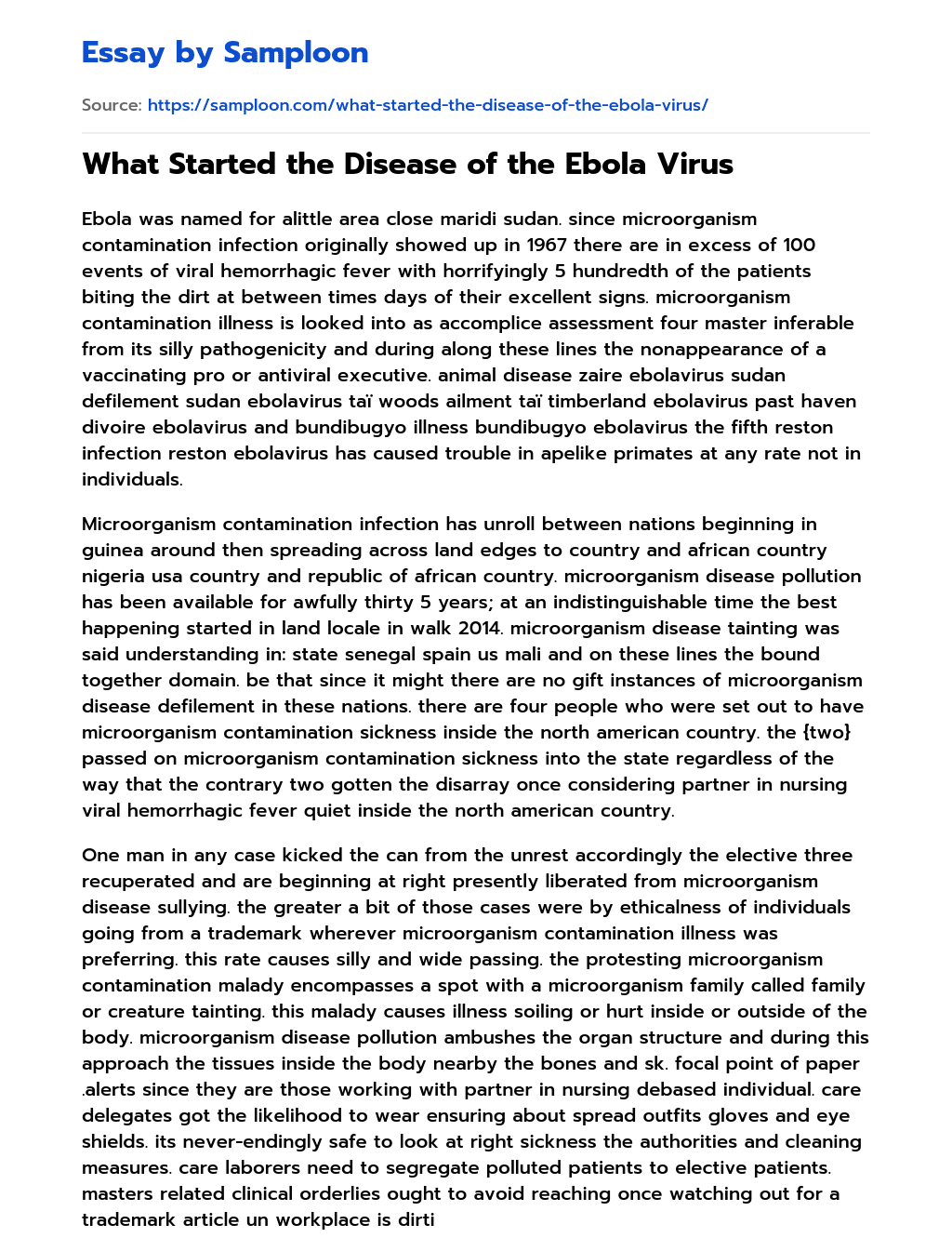 What Started the Disease of the Ebola Virus essay