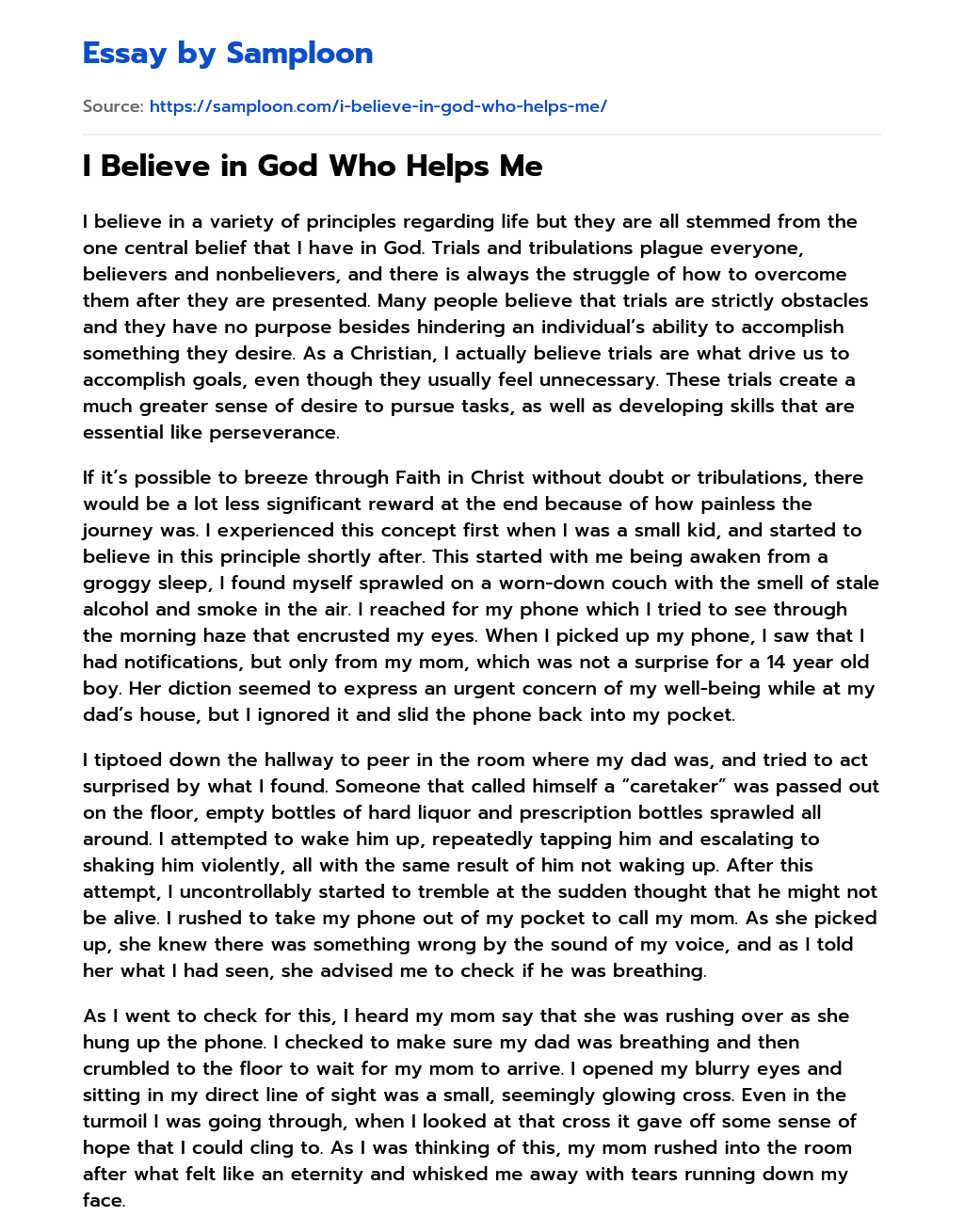 essay about my experience with god in a sacred place