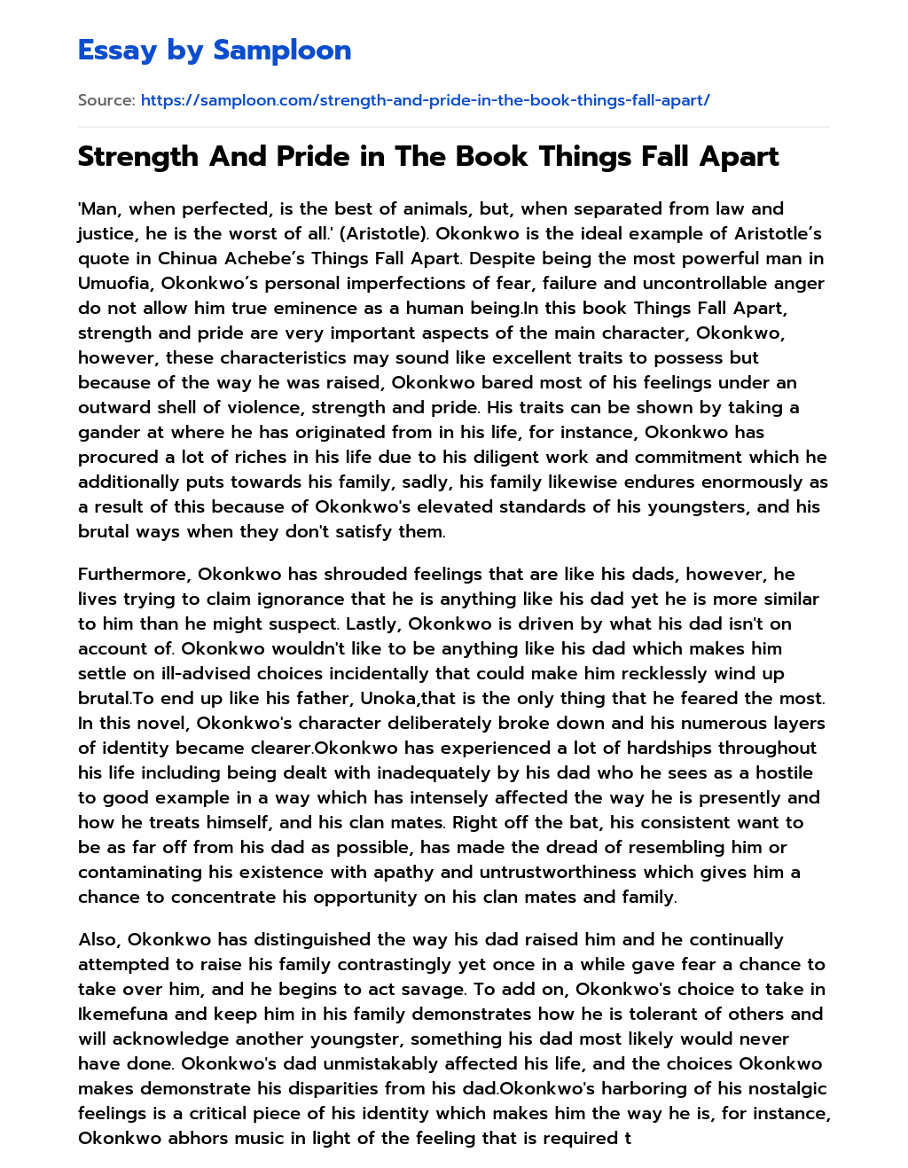 an essay about things fall apart
