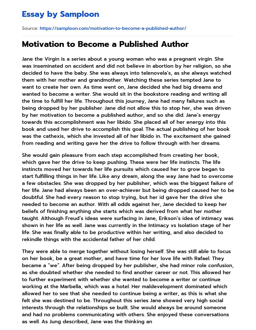 Motivation to Become a Published Author essay