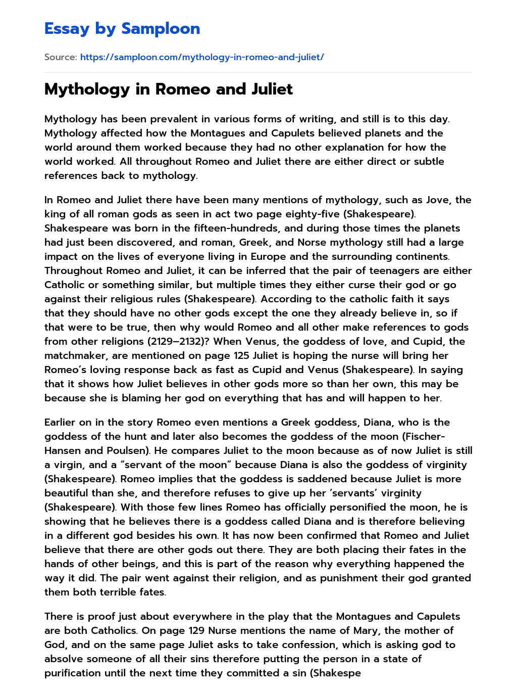 mythology essay in english