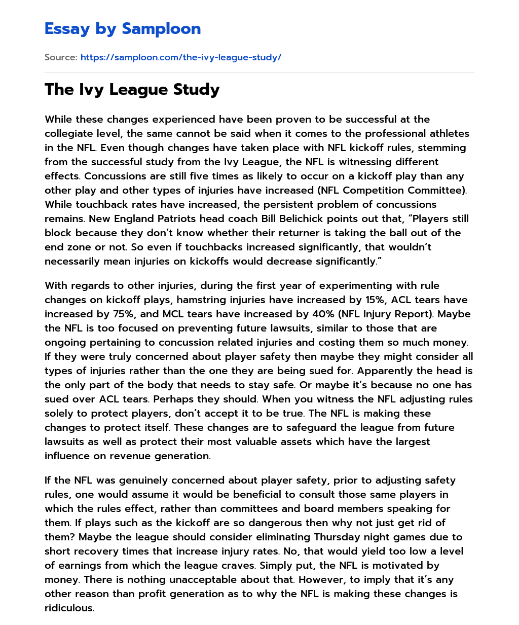The Ivy League Study essay