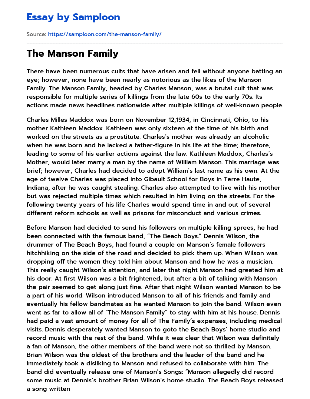 The Manson Family essay