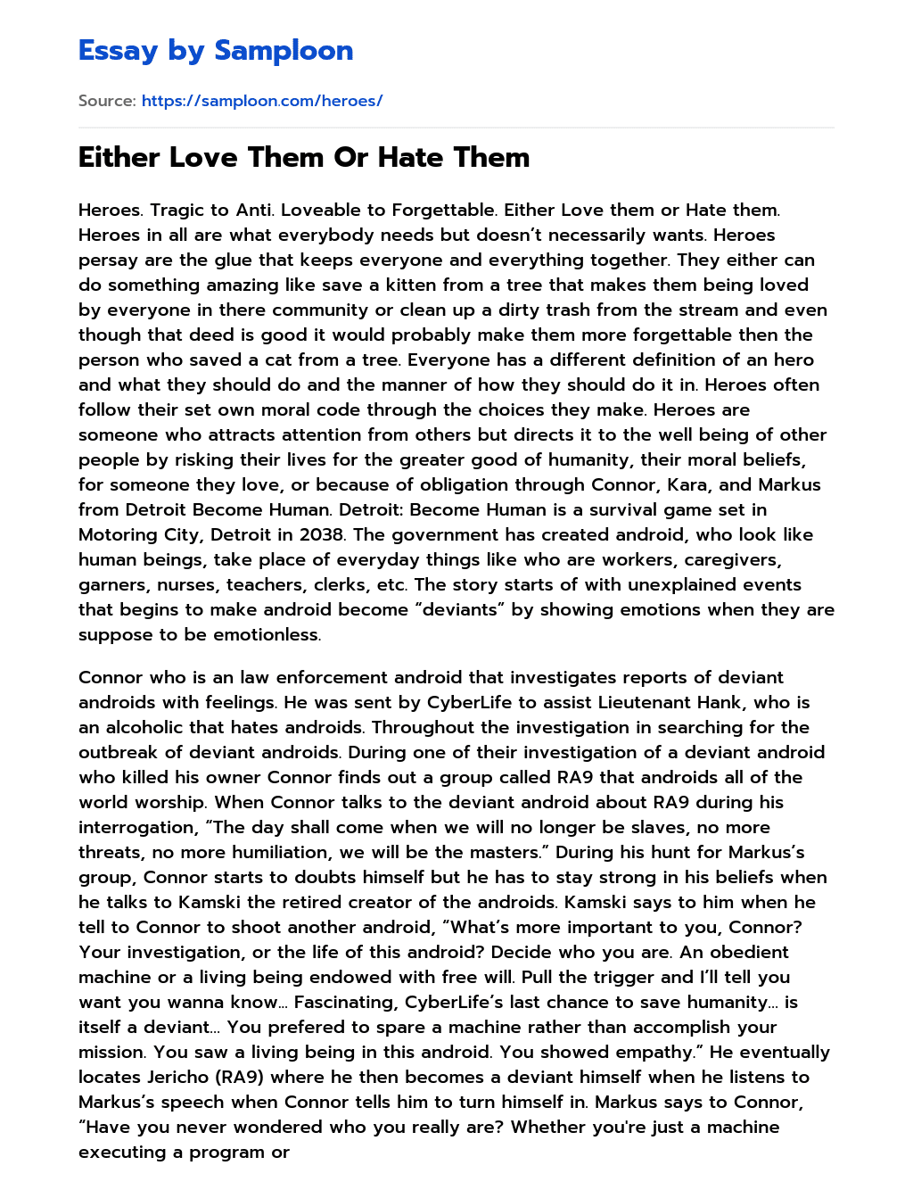 Either Love Them Or Hate Them essay