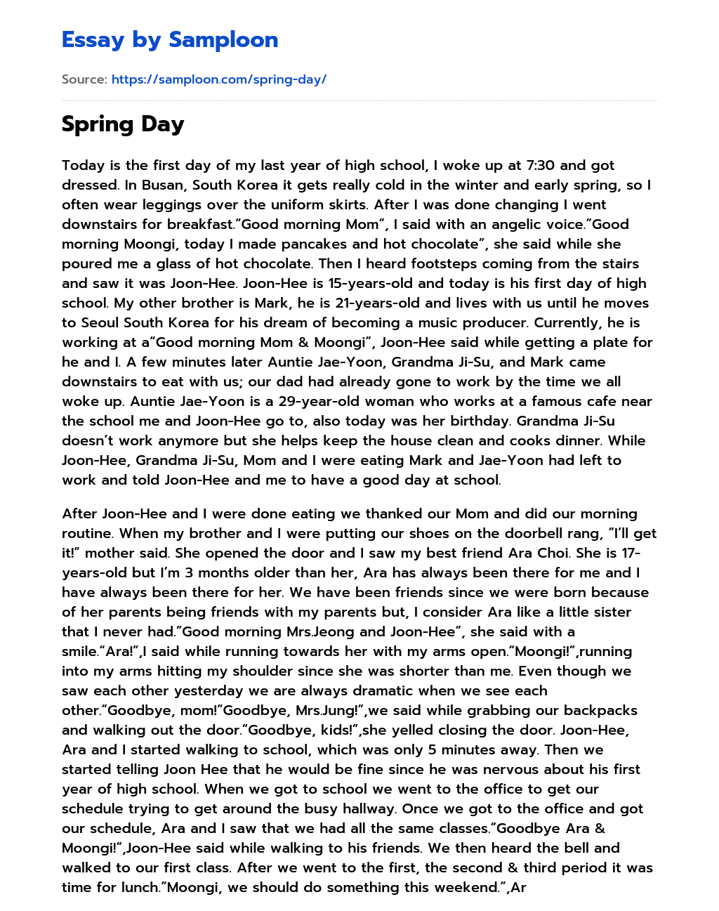 Spring Day essay