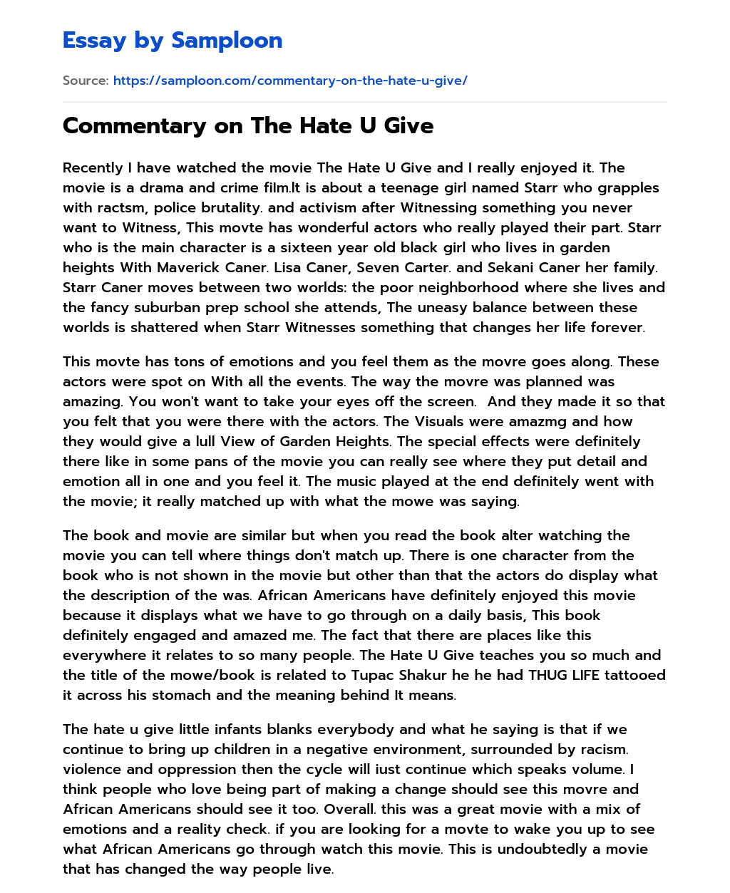 the hate you give analysis essay