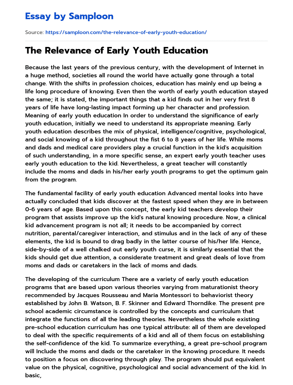 best essay on youth