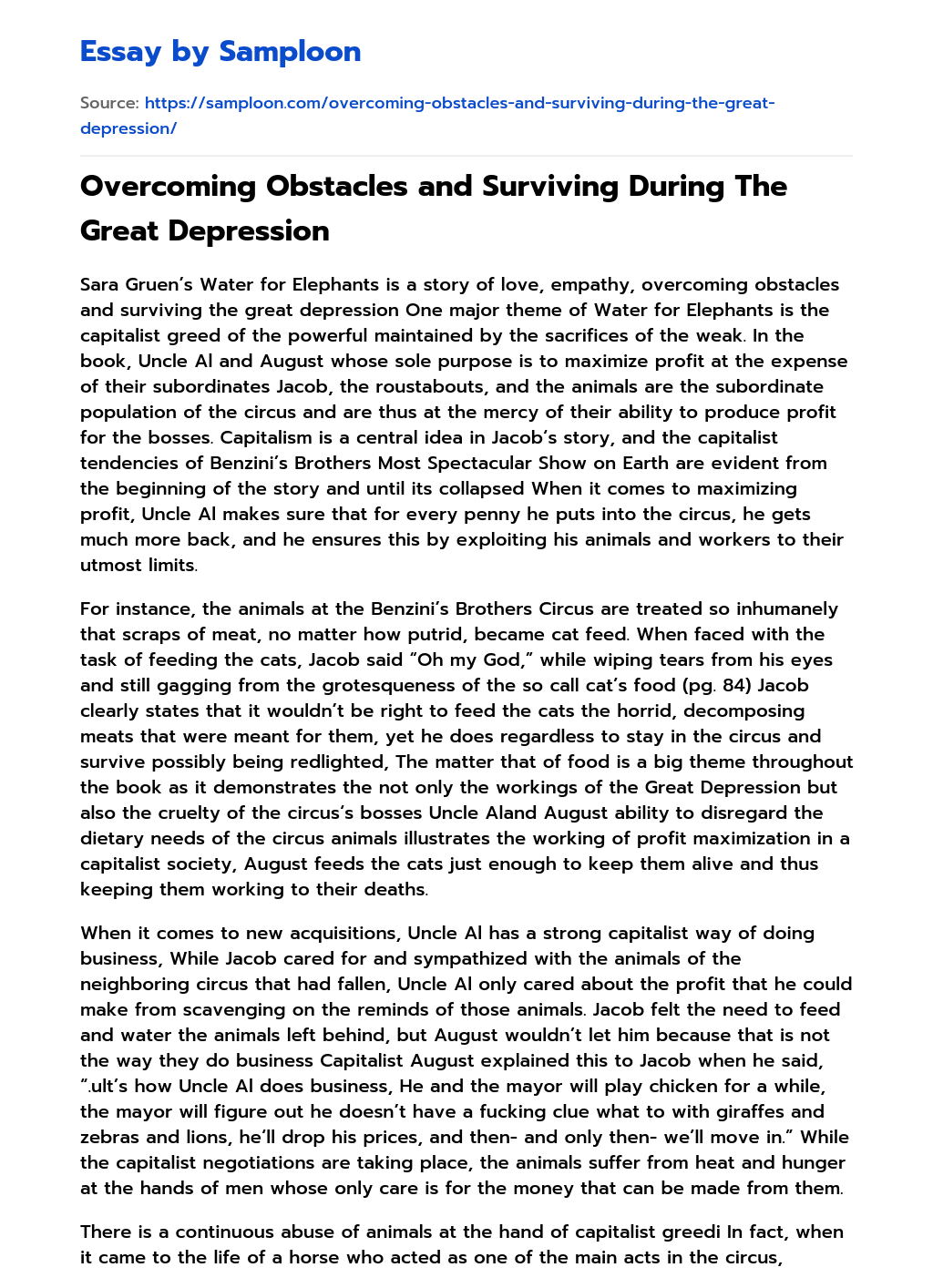 Overcoming Obstacles and Surviving During The Great Depression essay