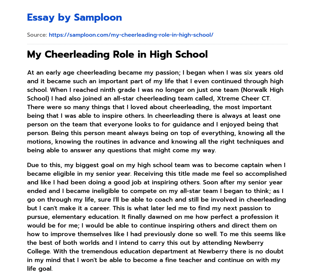 My Cheerleading Role in High School essay