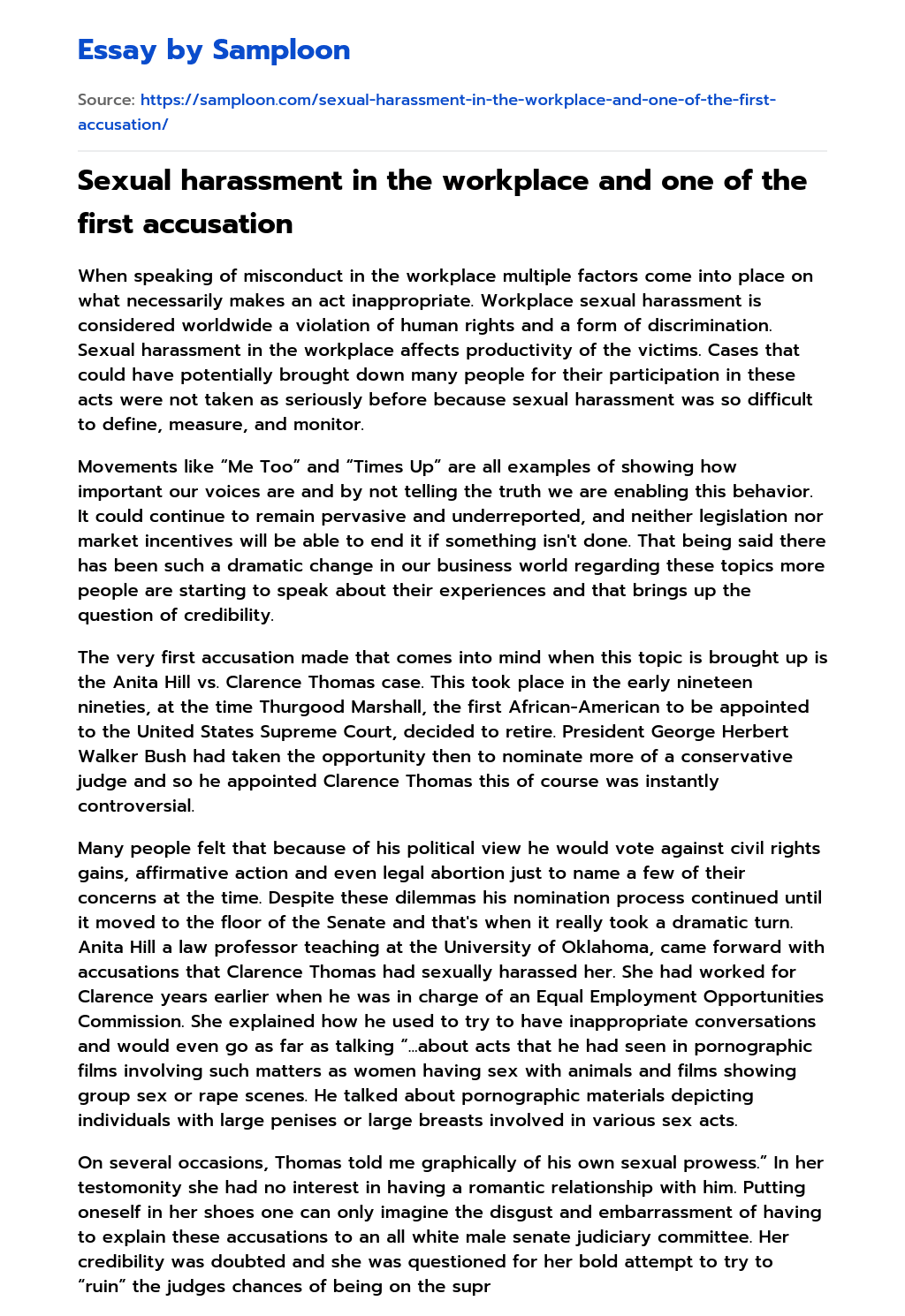 persuasive essay about sexual harassment