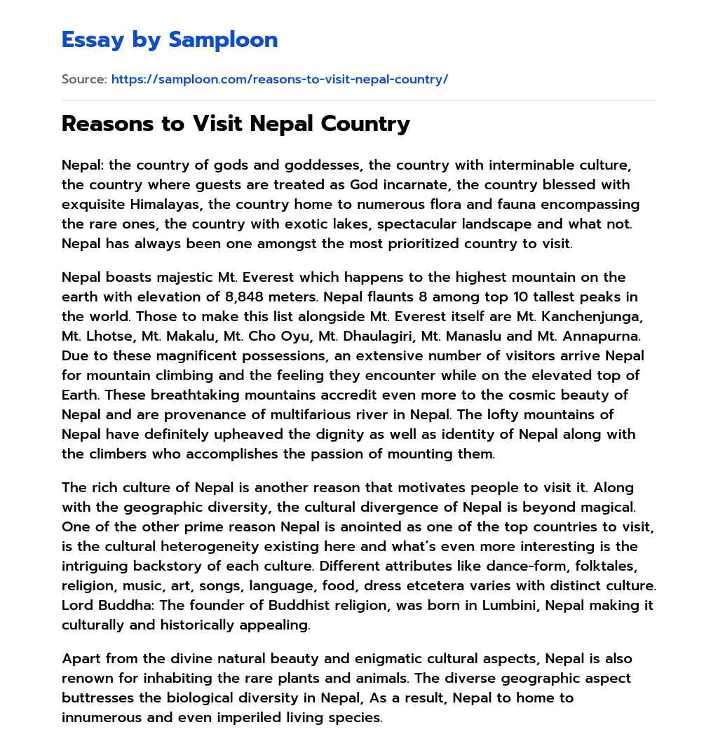 essay on about nepal