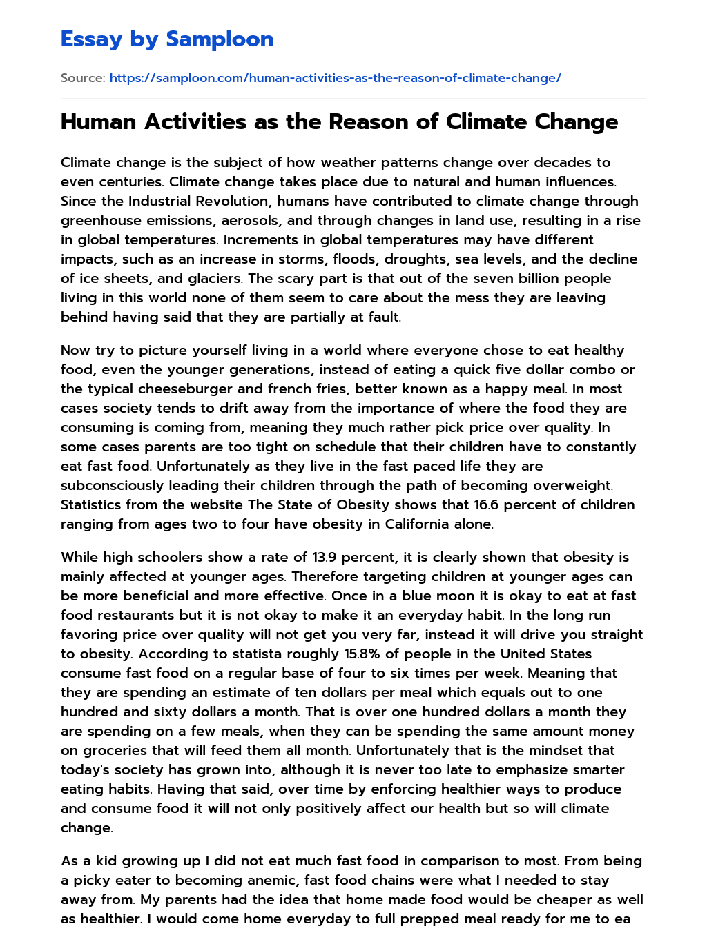 climate change essay for students