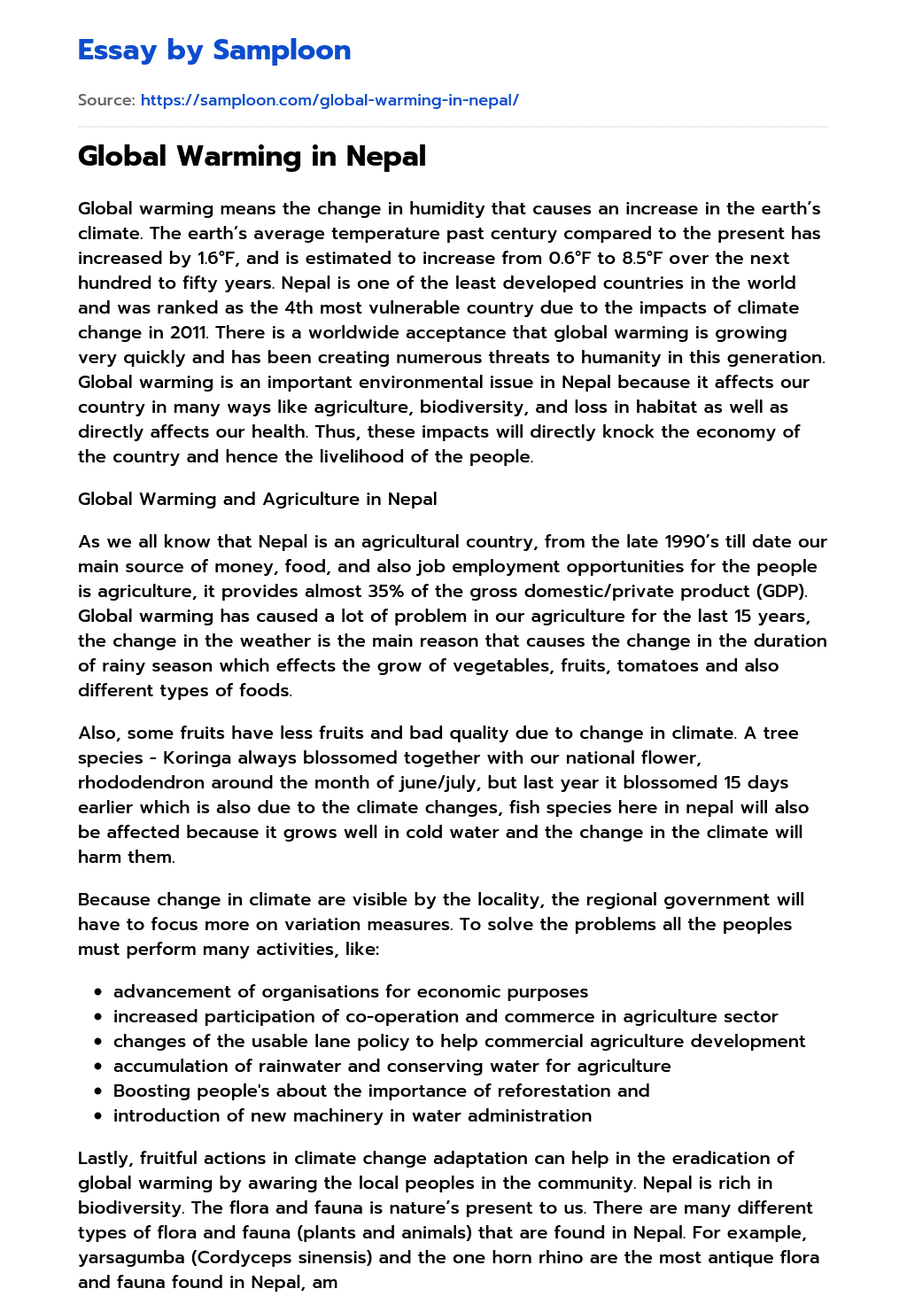  Global Warming In Nepal Free Essay Sample On Samploon