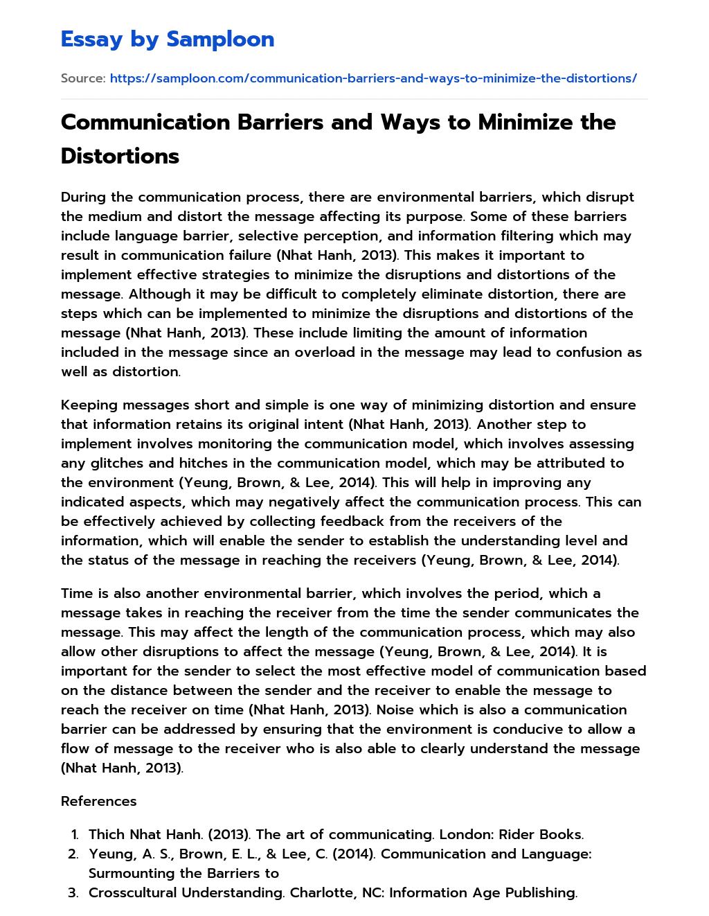 Communication Barriers and Ways to Minimize the Distortions essay