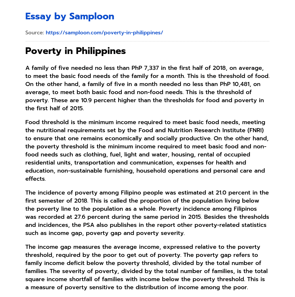 Poverty in Philippines essay