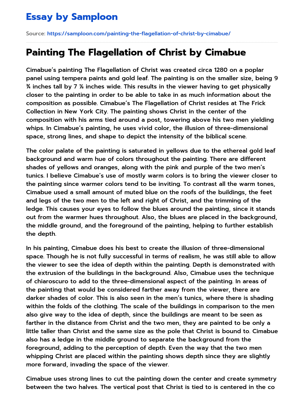Painting The Flagellation of Christ by Cimabue essay
