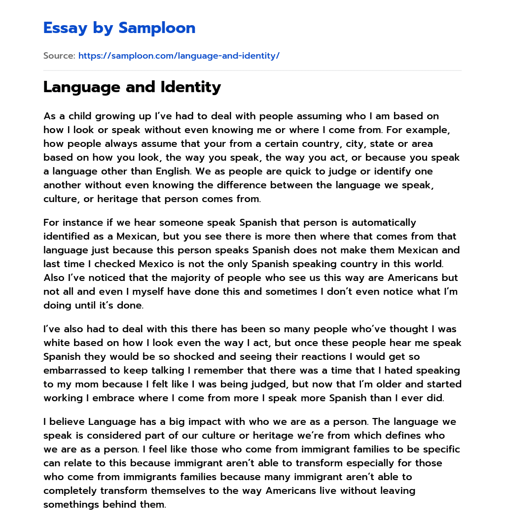 Language and Identity essay