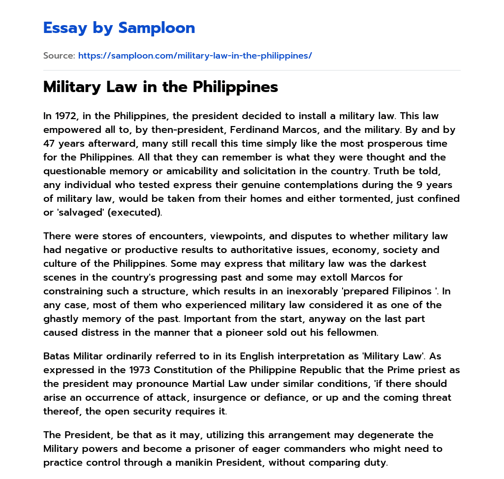 Military Law in the Philippines essay