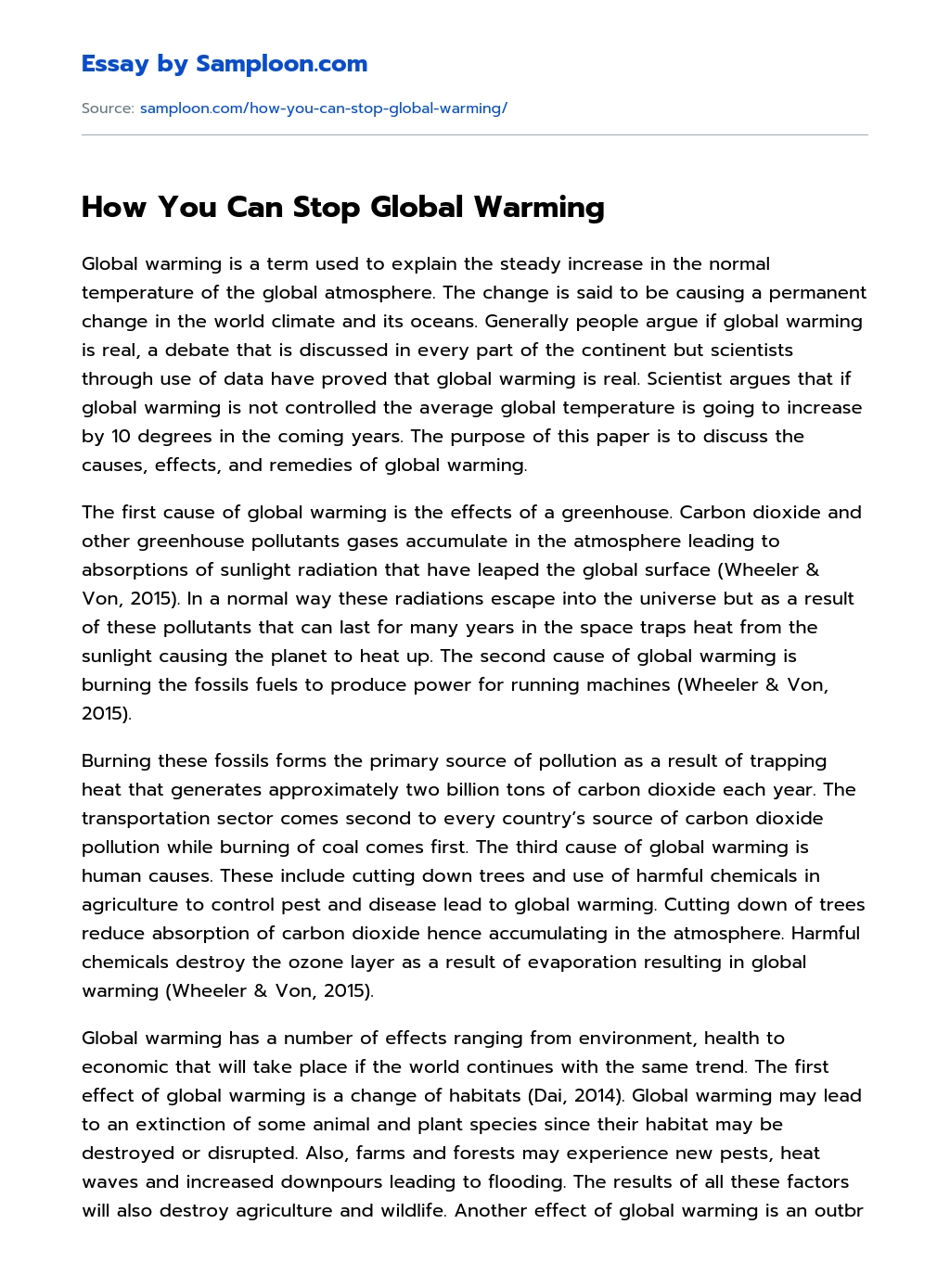 How You Can Stop Global Warming essay