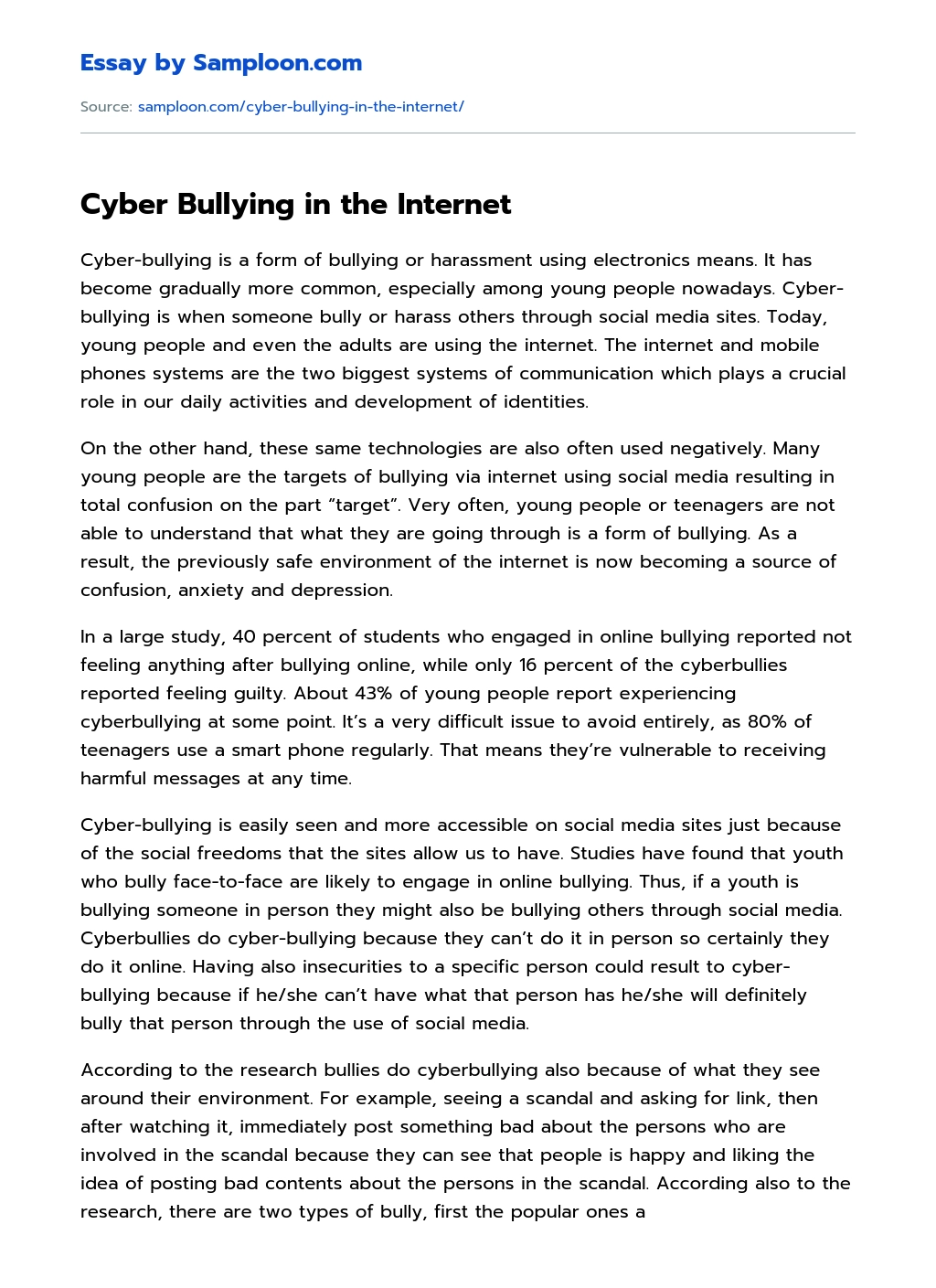 should cyberbullies be prosecuted essay