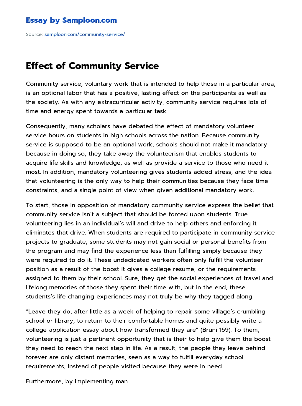 Effect of Community Service essay