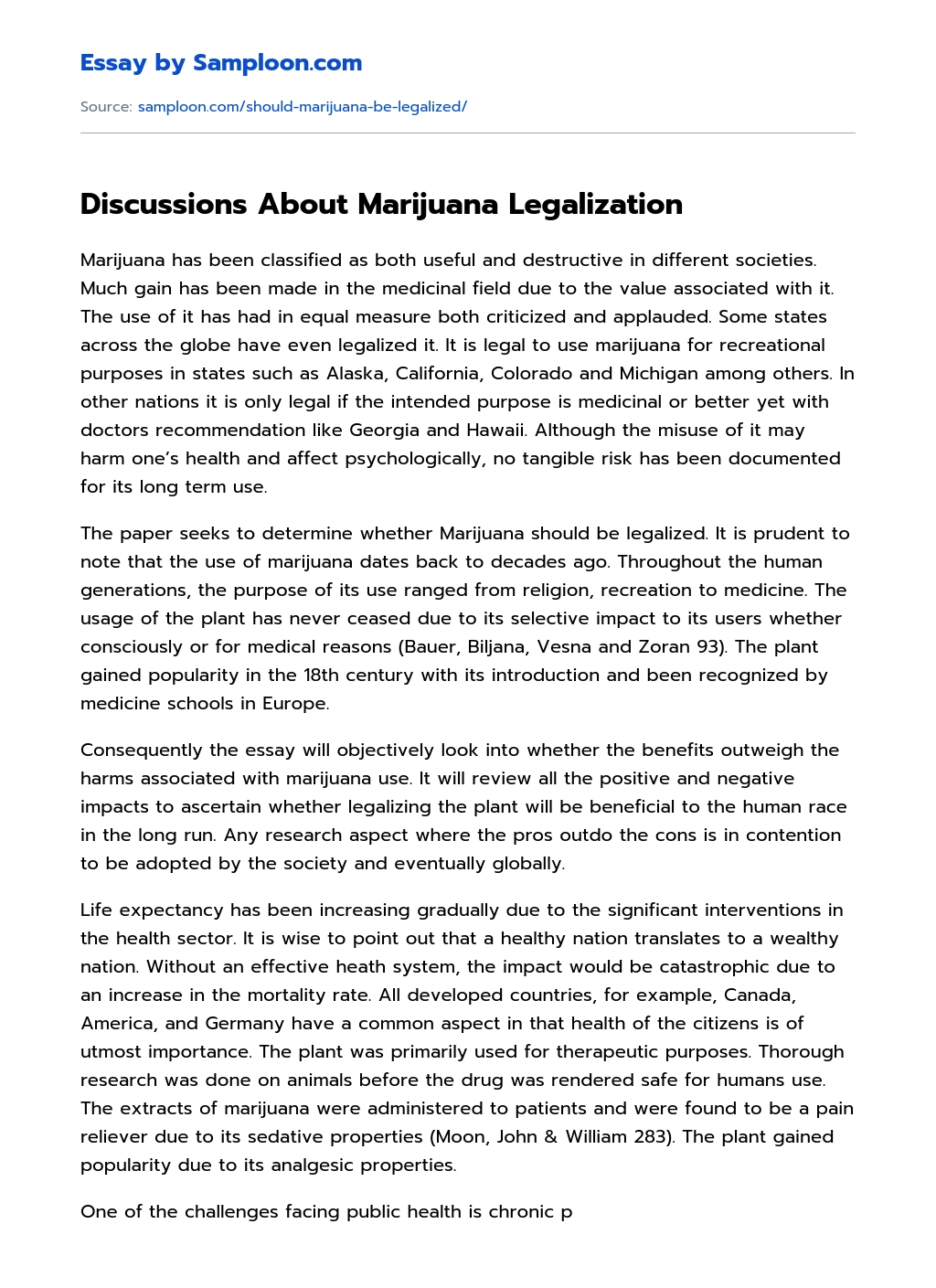 Discussions About Marijuana Legalization essay