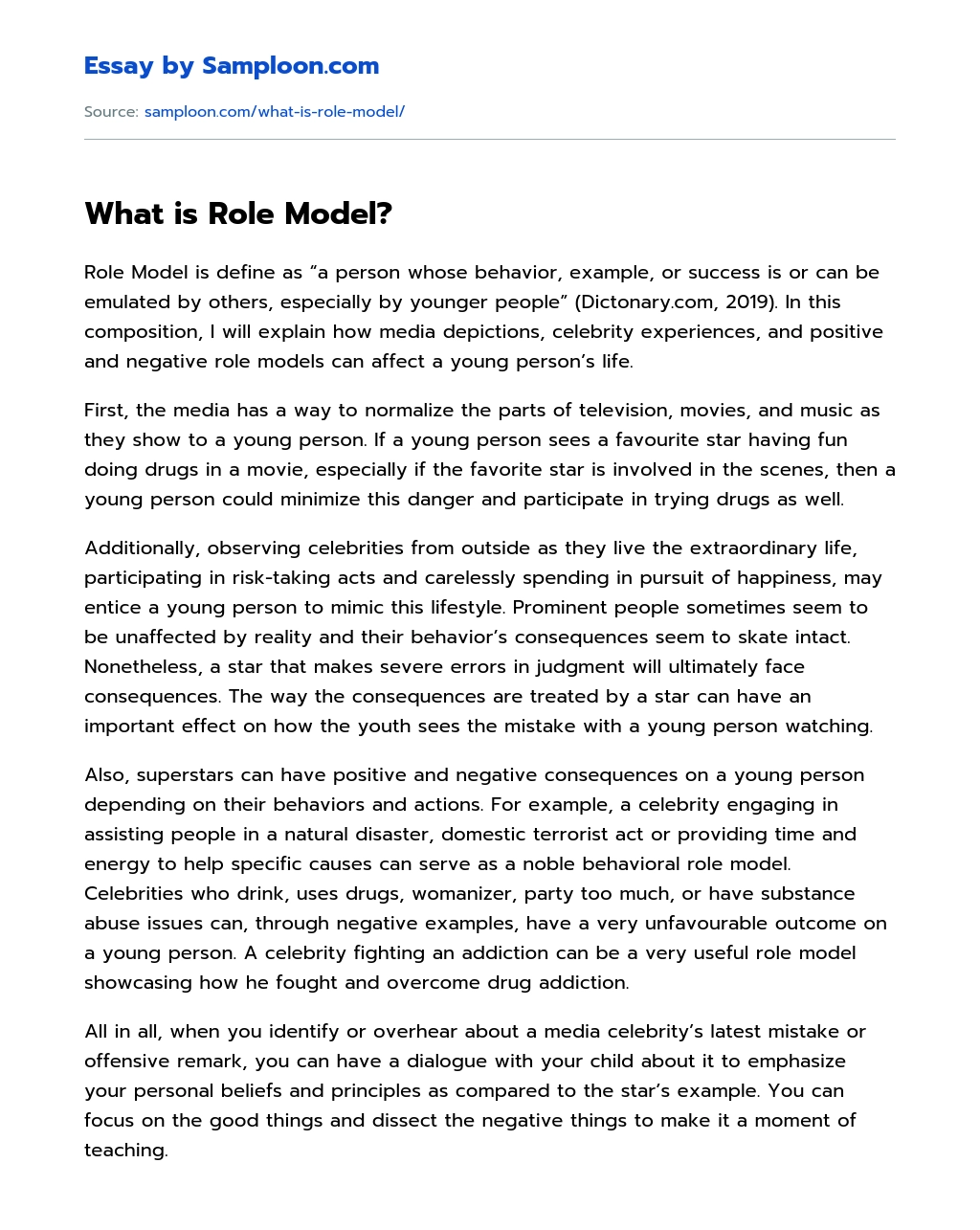 What is Role Model? essay