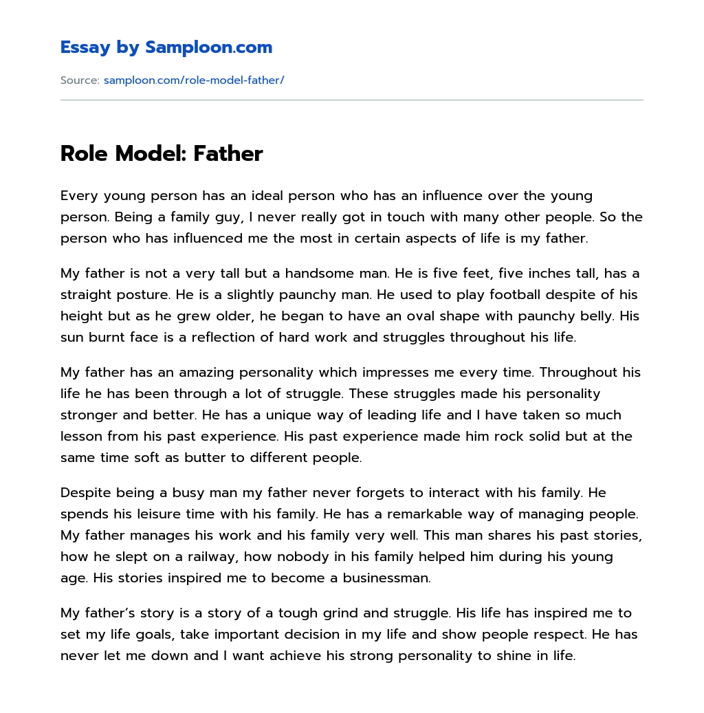 my father a role model essay in english 9th class