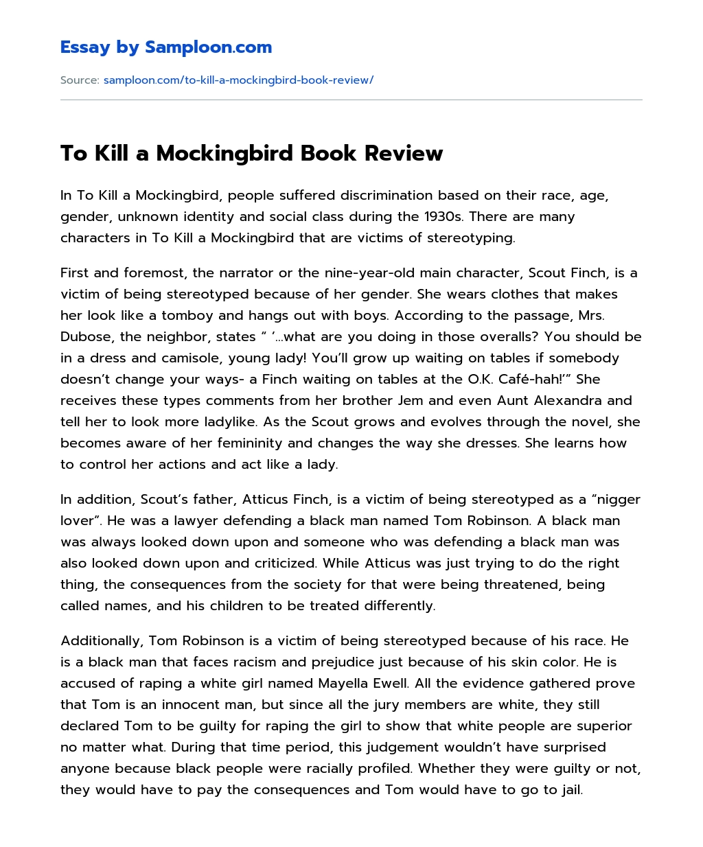 to kill a mockingbird book review short