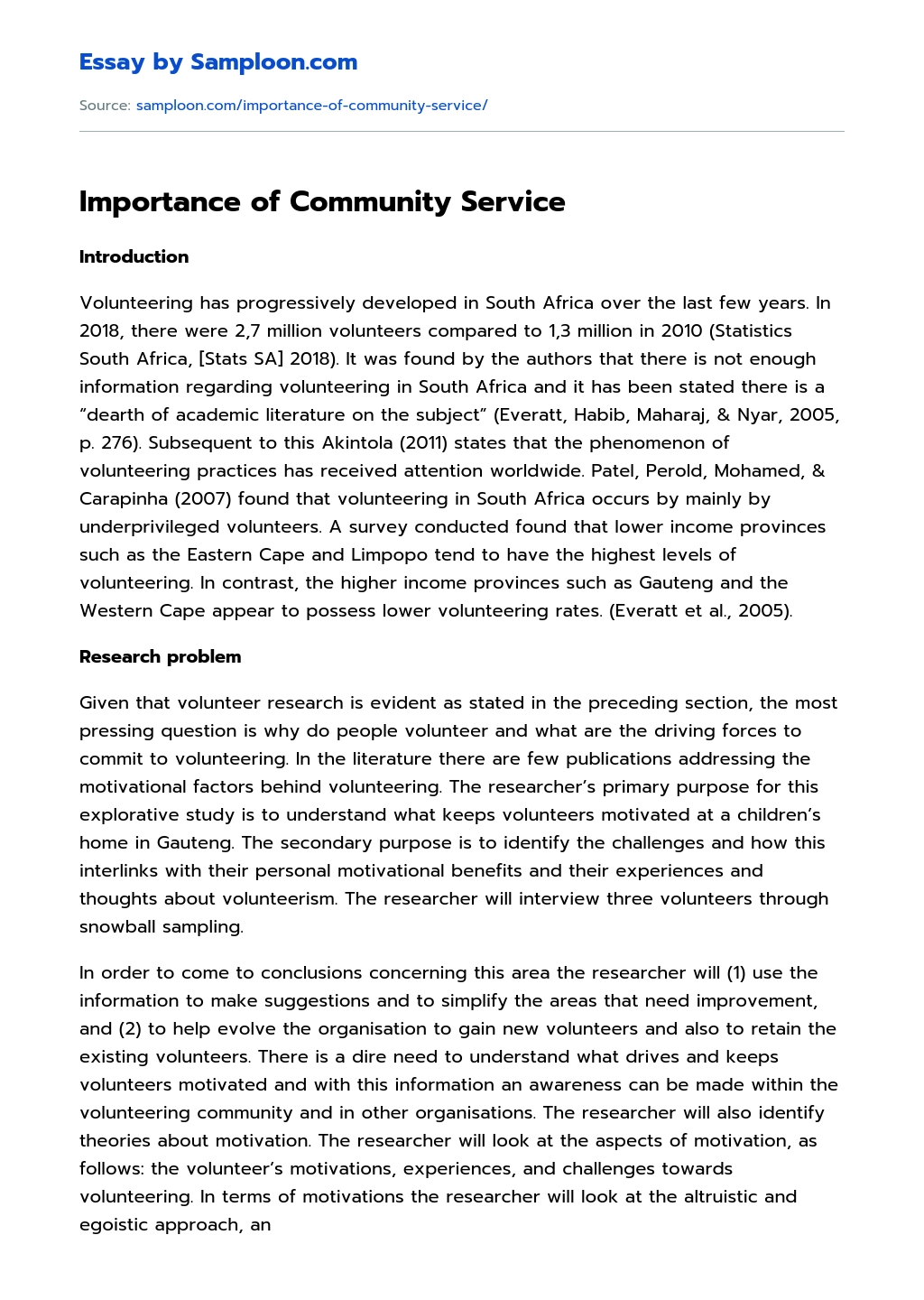importance of community service essay