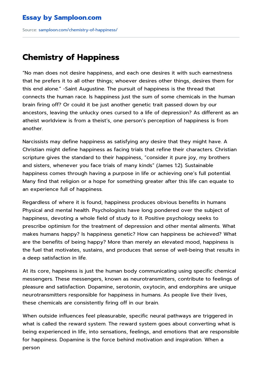 Chemistry of Happiness essay