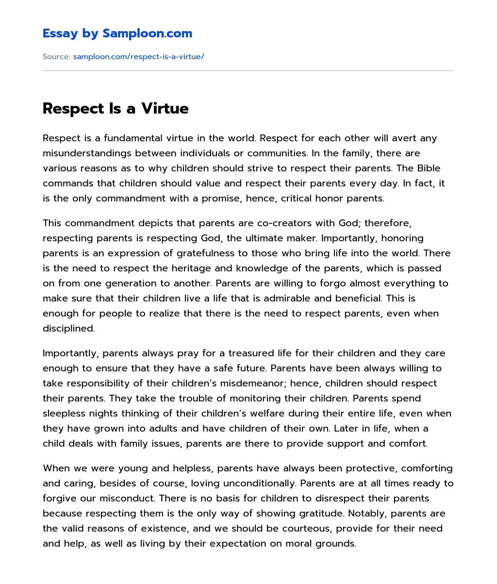 paragraph on respect