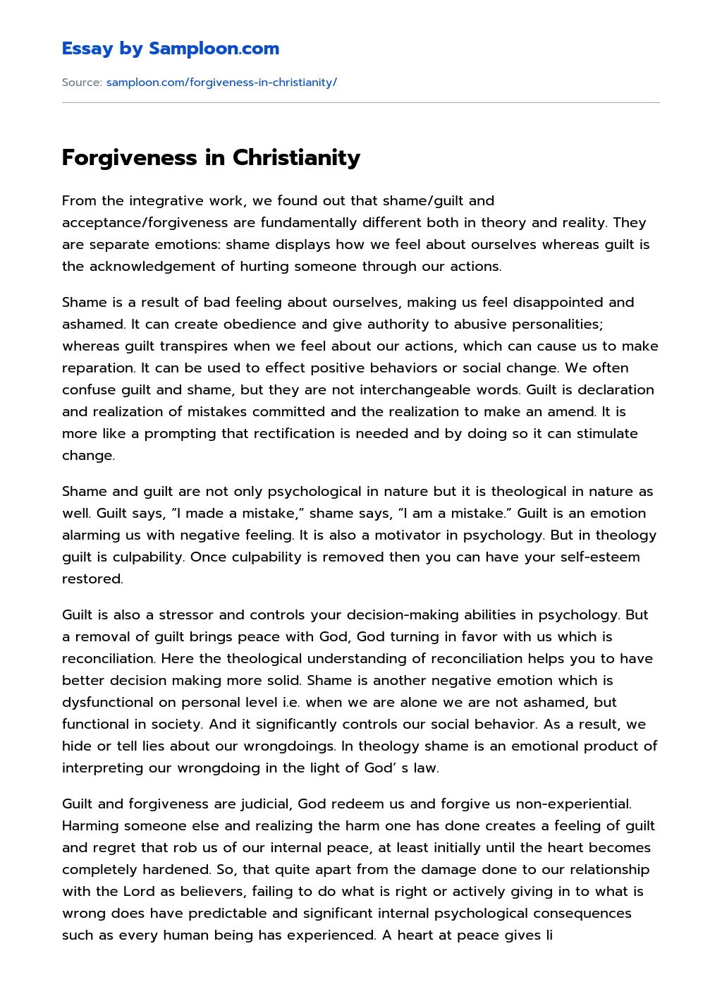 Forgiveness in Christianity Personal Essay essay