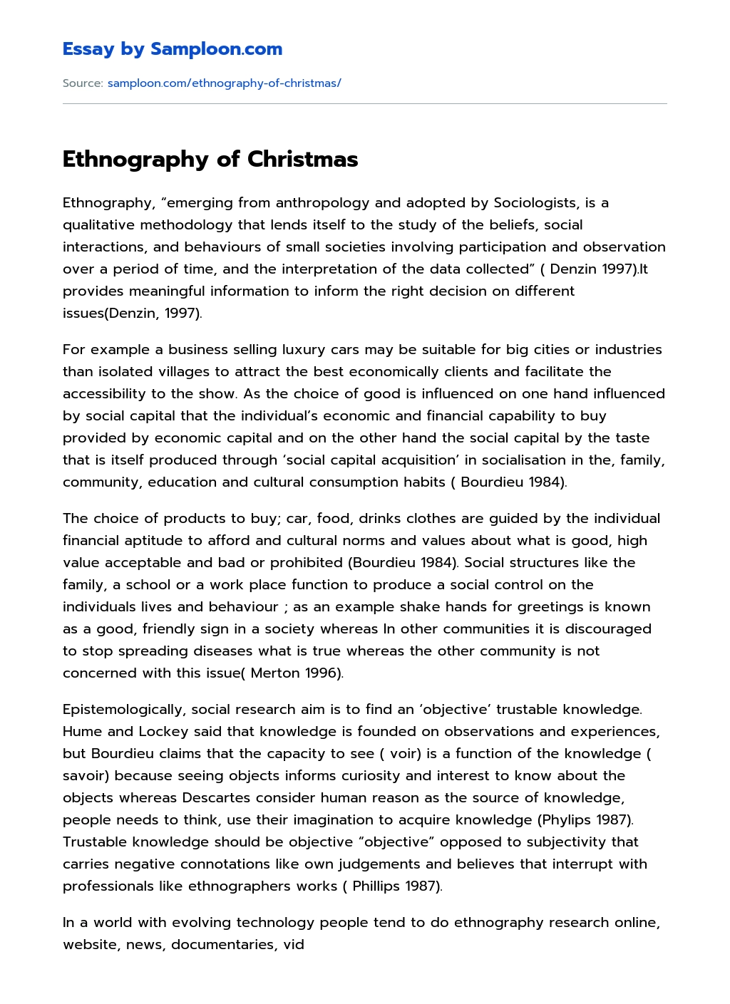 Ethnography of Christmas essay