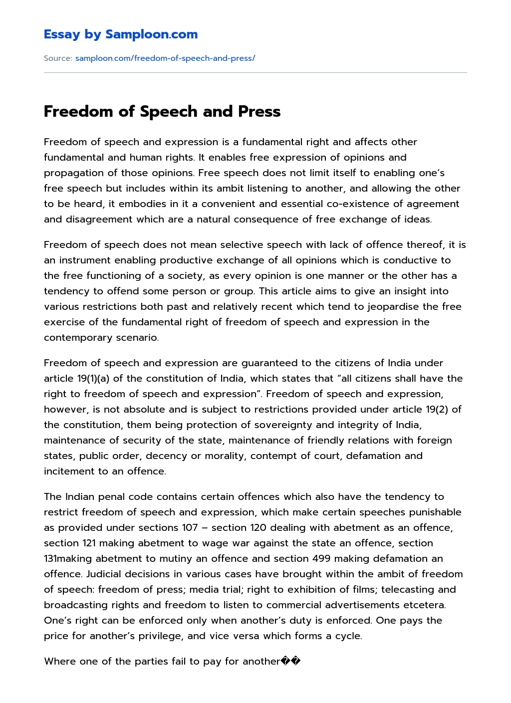 essay freedom of press