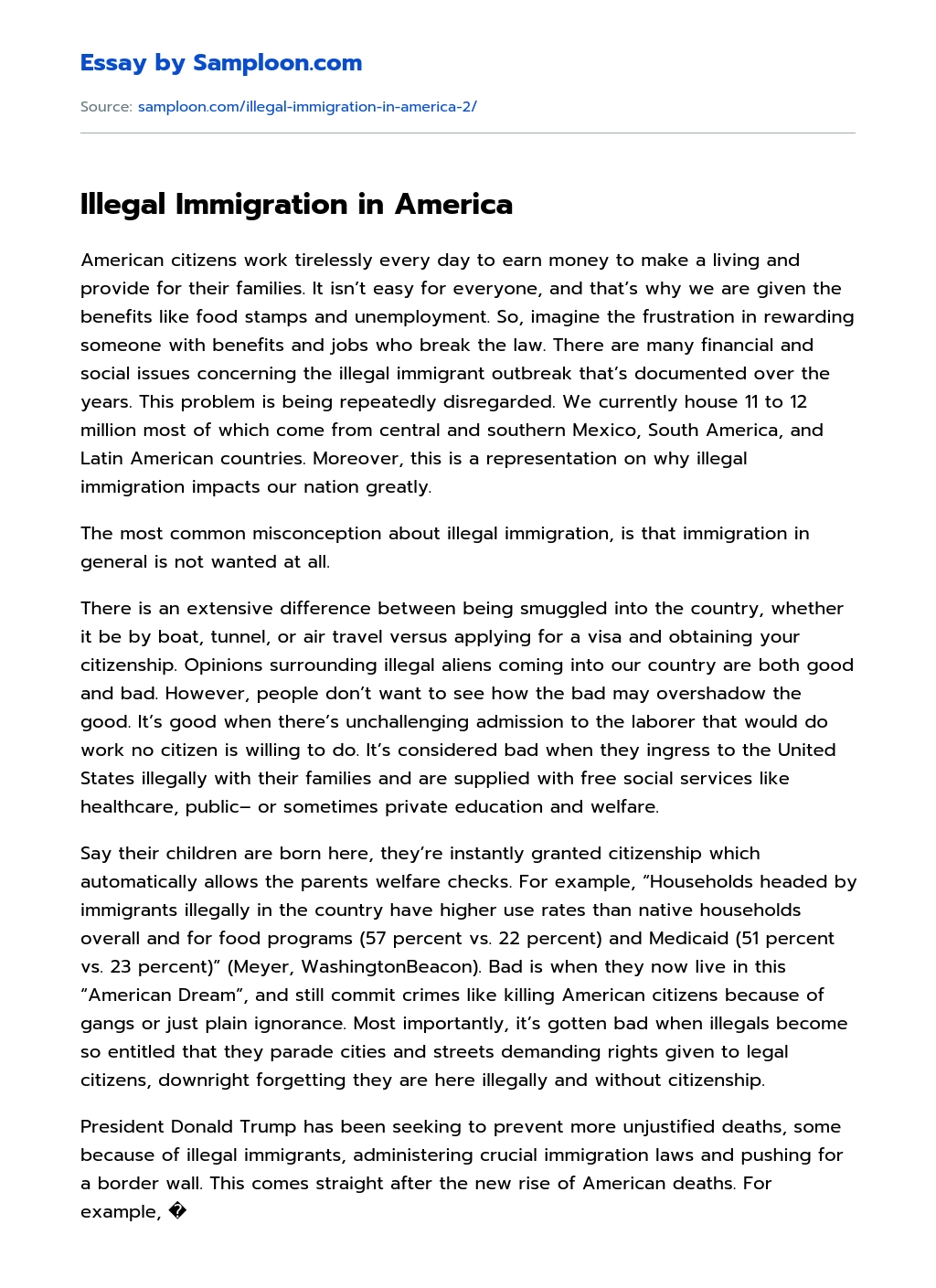 Illegal Immigration As a Problem in America essay