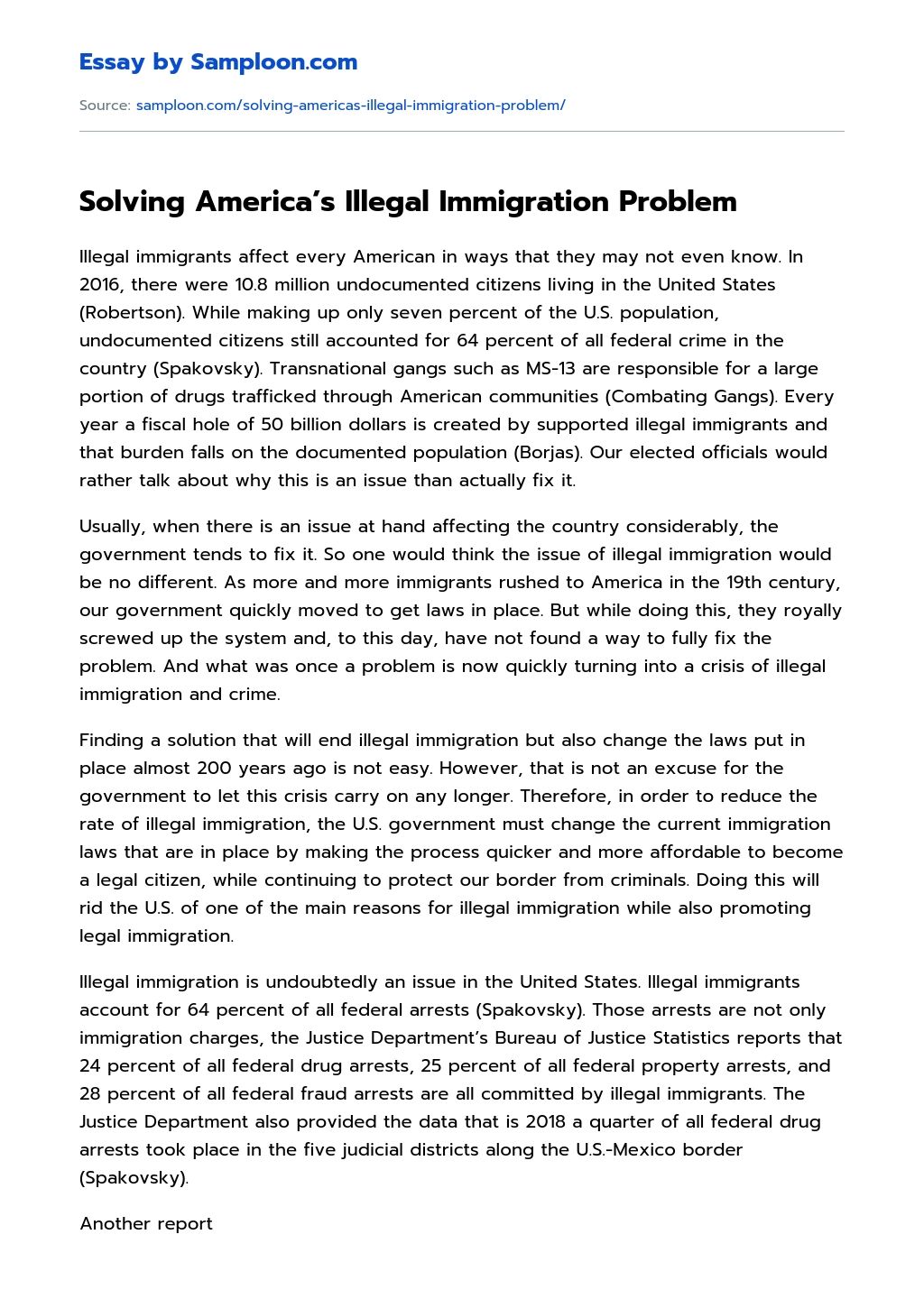 Solving America’s Illegal Immigration Problem essay