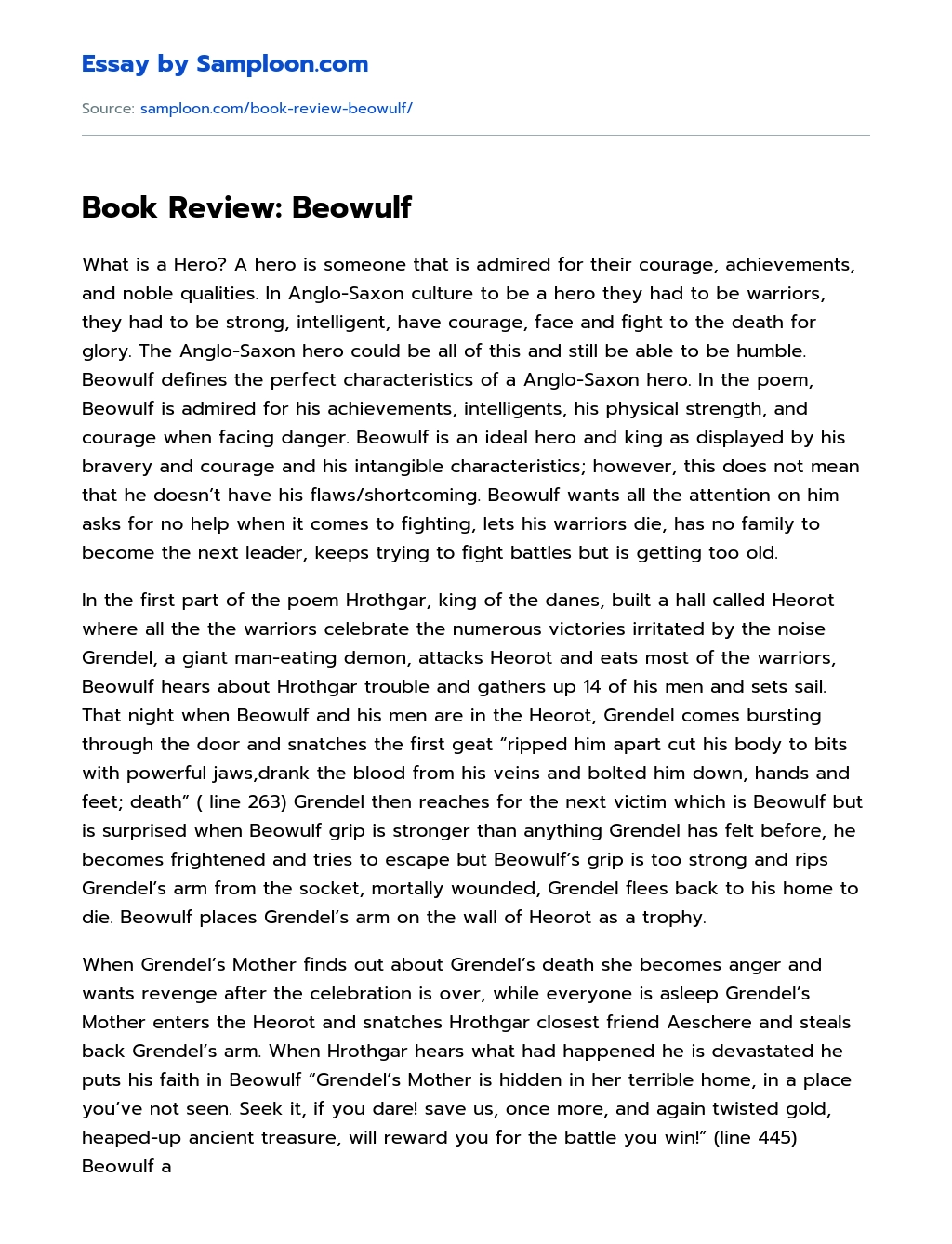 Book Review: Beowulf essay