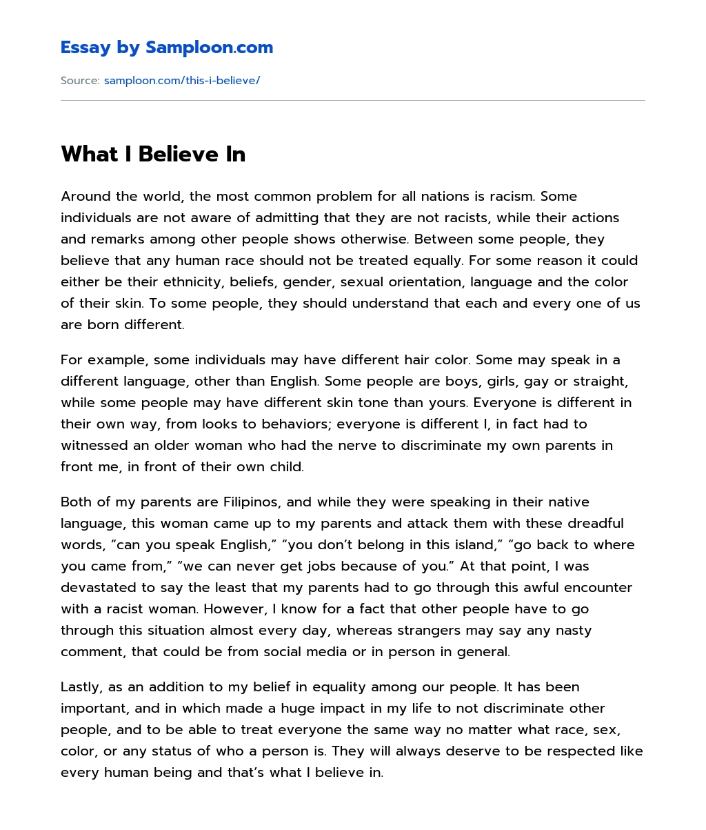 what i believe essay pdf
