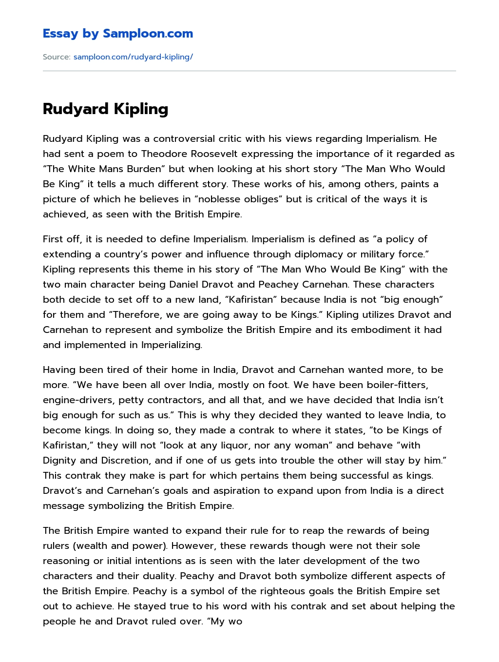 Rudyard Kipling essay