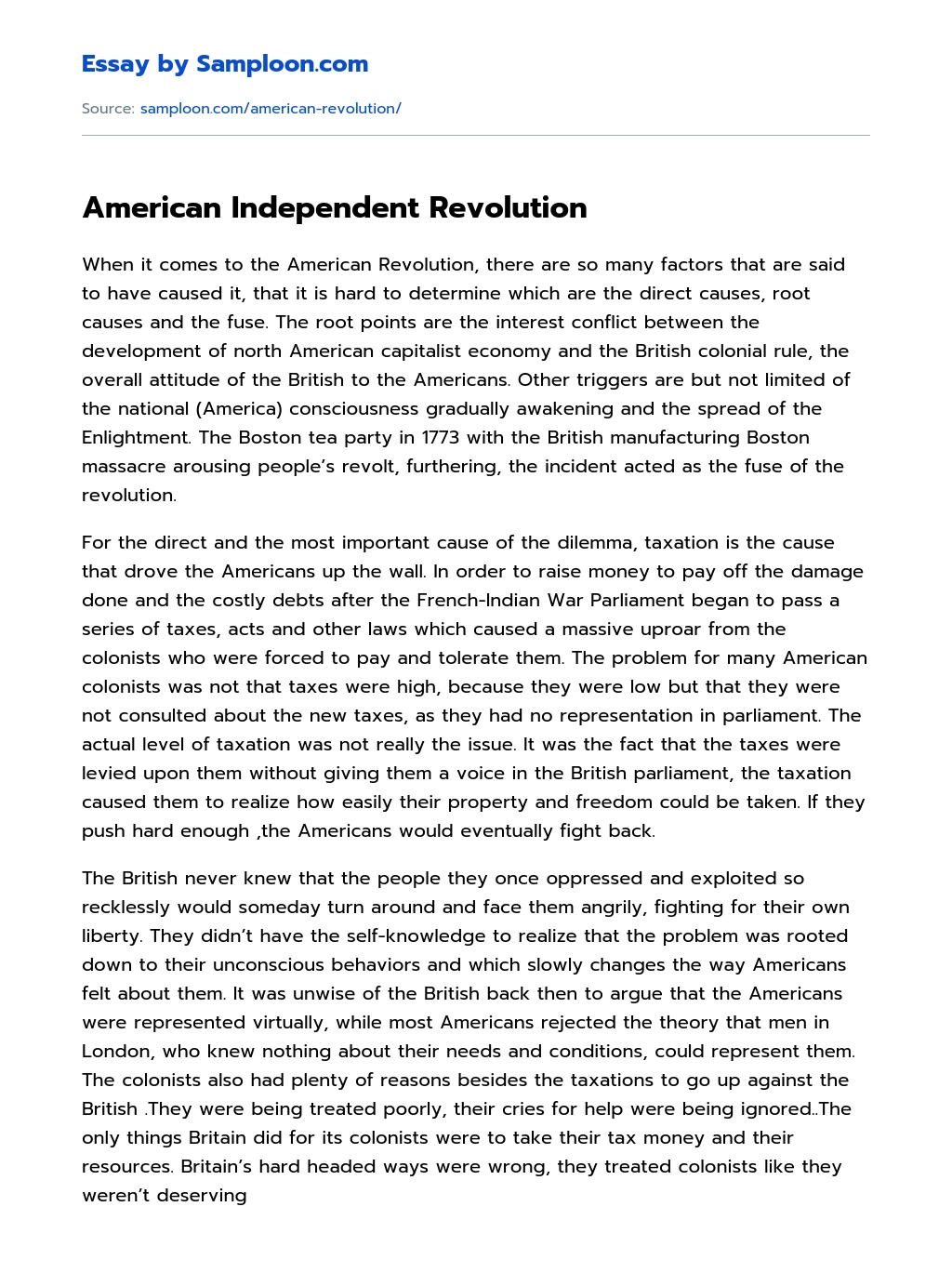 American Independent Revolution Review essay