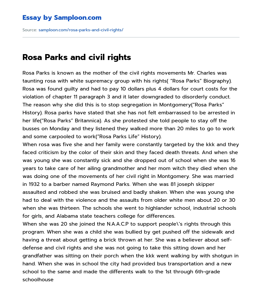Rosa Parks and civil rights essay