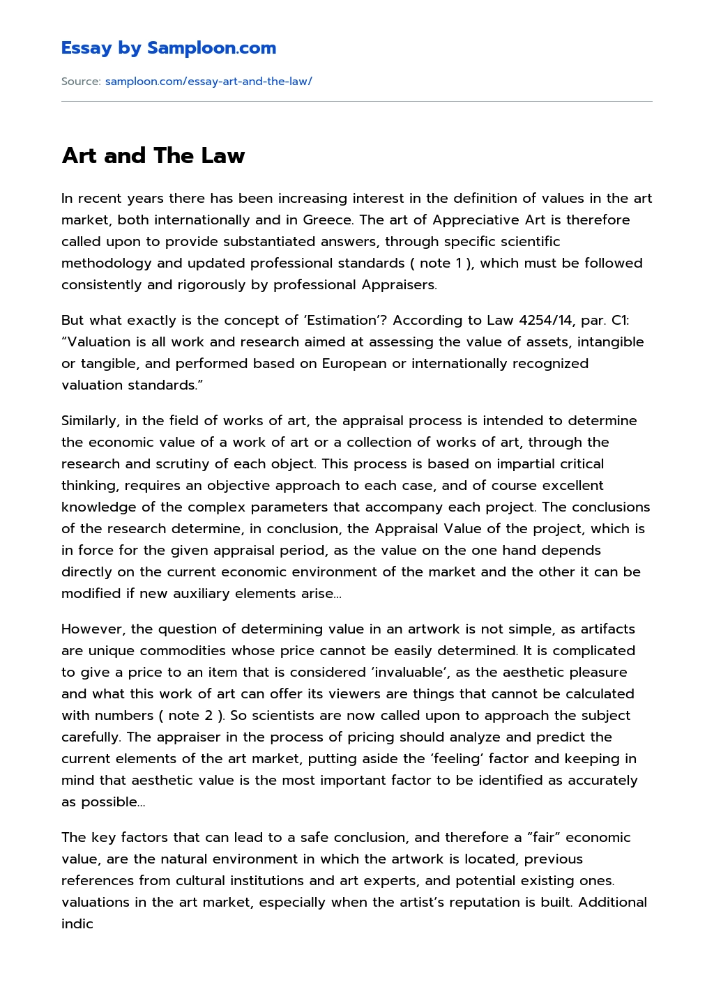 Art and The Law Argumentative Essay essay