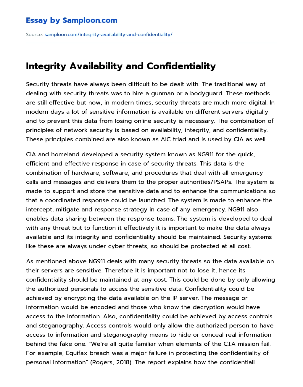 Integrity Availability and Confidentiality essay
